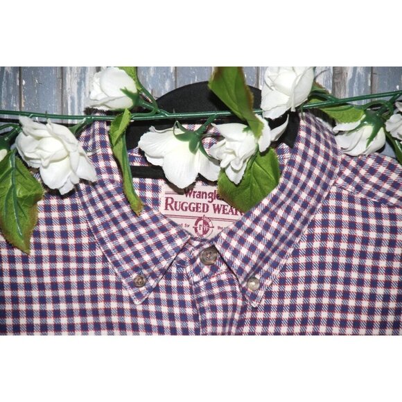 Wrangler Rugged Wear Men's 2XL Button Down Plaid Long Sleeve Outdoor Shirt - Picture 3 of 7